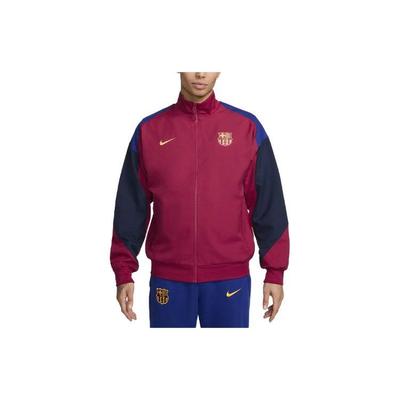 FC Barcelona Strike Logo Retro Sports Stand Collar Color Block Casual Jacket Men Jacket Noble-Red FJ5427-620