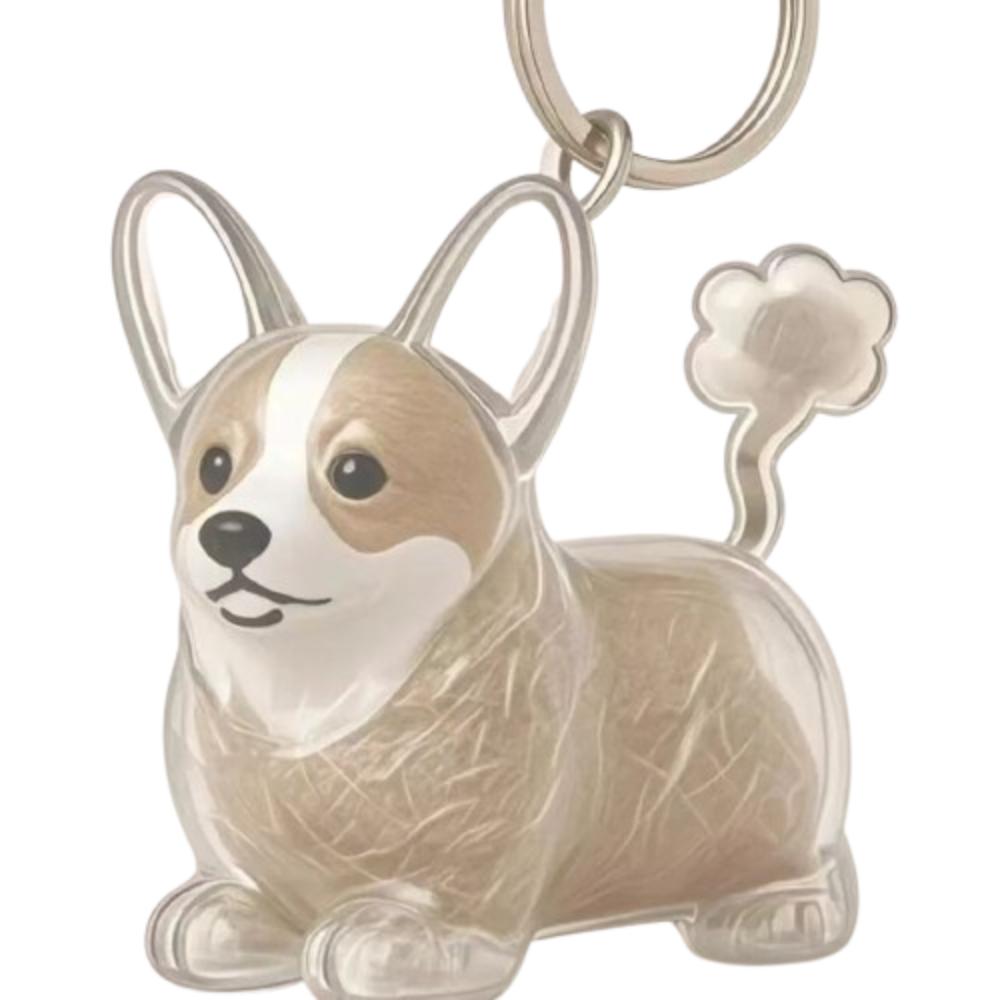 Transparent Pet Hair Keychain Dog Shape Puppy Pendants Cartoon Dog Hair Storage Box  Jewelry Gift