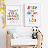 Color Cartoon Bible Quote Christian Sunday School Wall Art Canvas Print Poster Painting Picture Kid Living Room Home Mural Decor