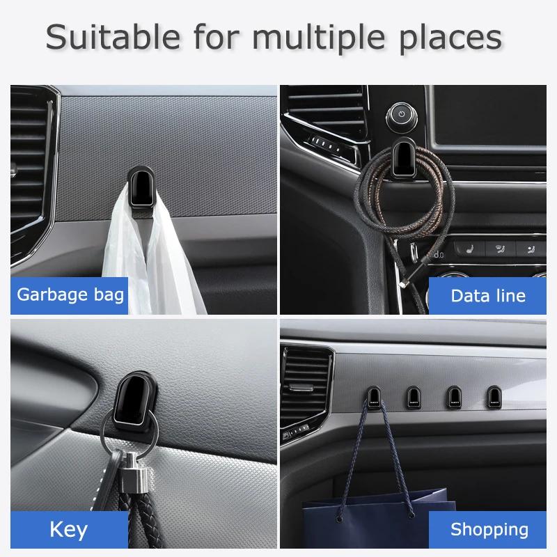 Mini Car Hook Interior Storage Holder Hanger for Earphone Key Cable Self Adhesive Dashboard Wall Hanging Hook Auto Accessories
