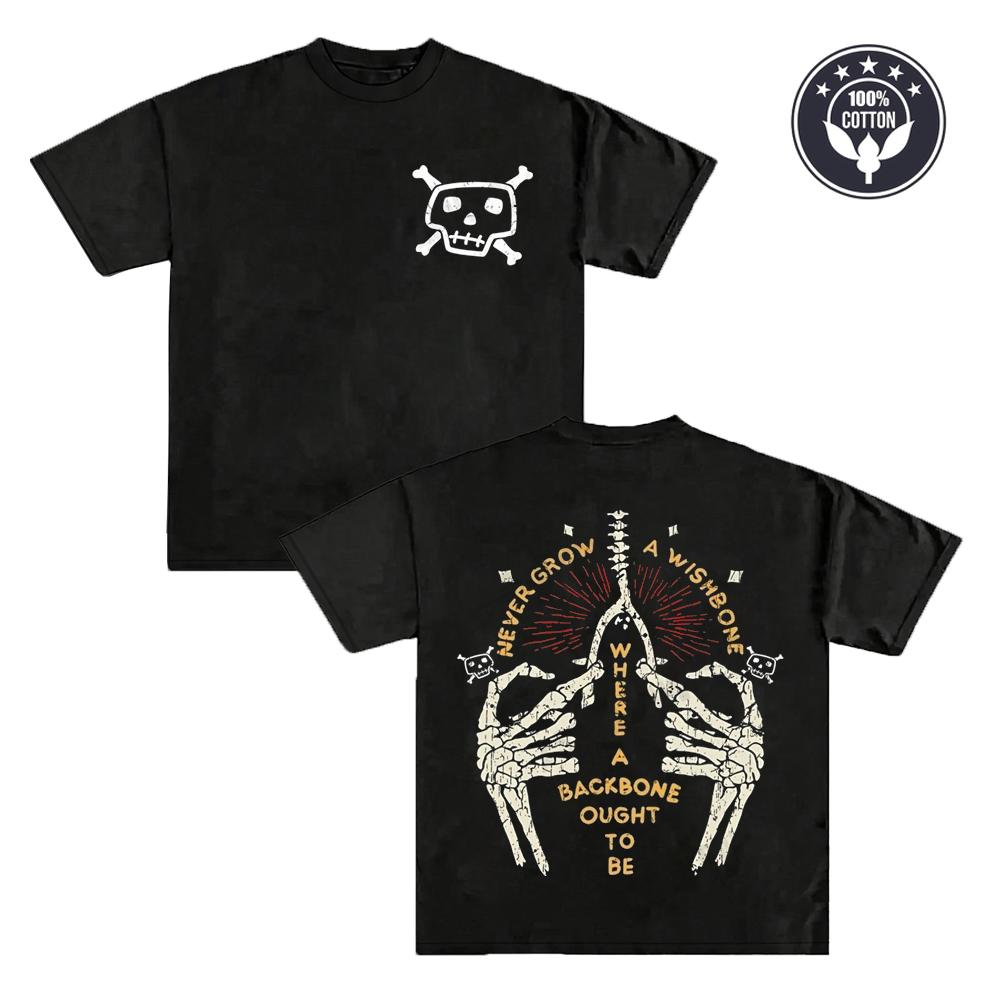 2026 Men's Goth Punk Skull Skeleton T-Shirt | Front & Back Print Vintage Washed Tee for Concert, Street Daily & Casual Wear