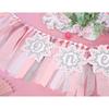 Pink Winter Onederland High Chair Banner – Winter Holiday 1st Birthday Decor, Pastel Pink and Silver Snowflake Highchair Tutu for Girl Cake Smash
