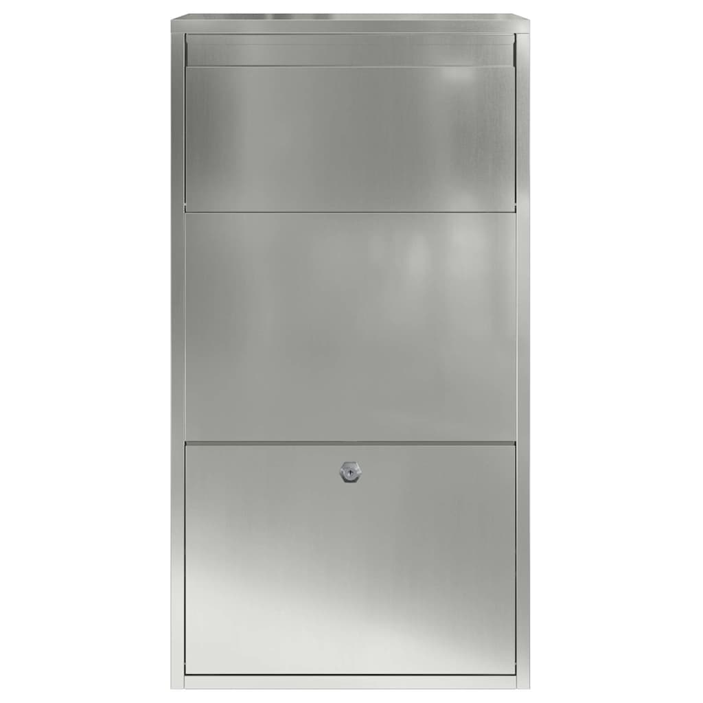 Parcel Drop Box with Door Silver 44 x 22 x 82 cm Galvanized Steel