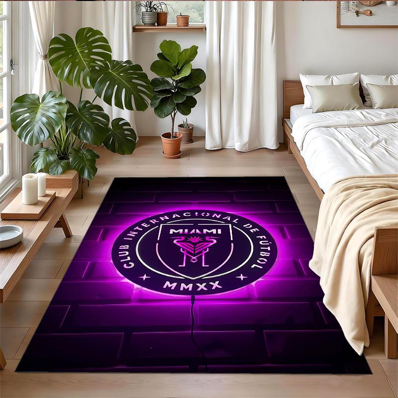 Anti‑Slip Crystal Velvet Floor Rug, Inter Miami Cf Design Carpet for Indoor Living Bedroom Home Decoration