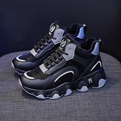 Обувь для женщин Спортивные теннисные женские зимние ботинки на шнуровке со шнурками Кроссовки на танкетке Высокая платформа Мягкие удобные Распродажа Работа