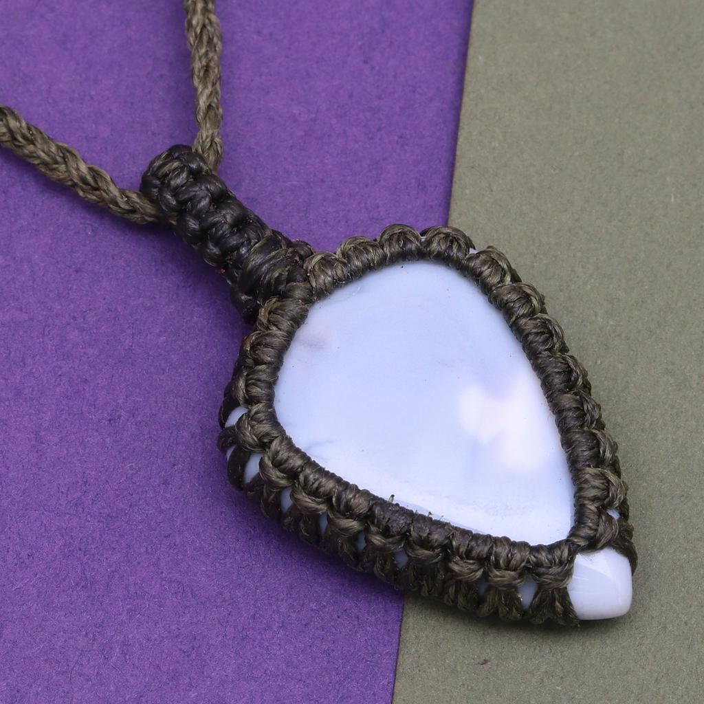 Ювелирные изделия ручной работы Owyhee Blue Opal Macrame Thread Gemstone, ожерелье 20-36''Ad
