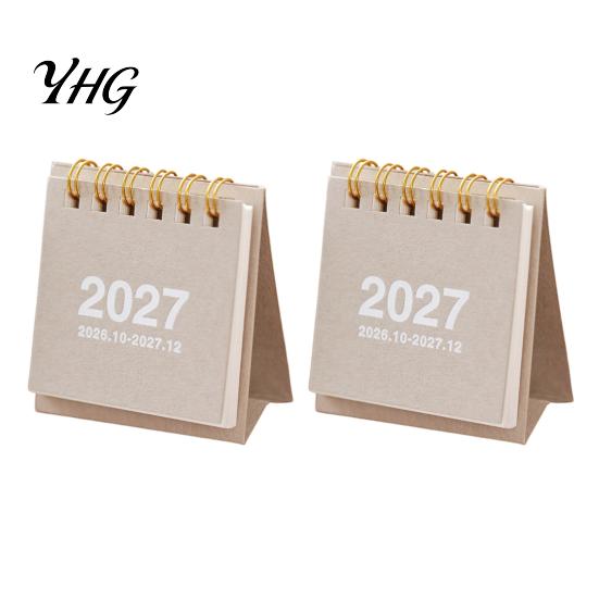 Artistic Office Stationery Supplies Mini Desk Calendar 2026-2027, Oct 2026 to Dec 2027 Standing Flip Small Functional for Planning Calendar,