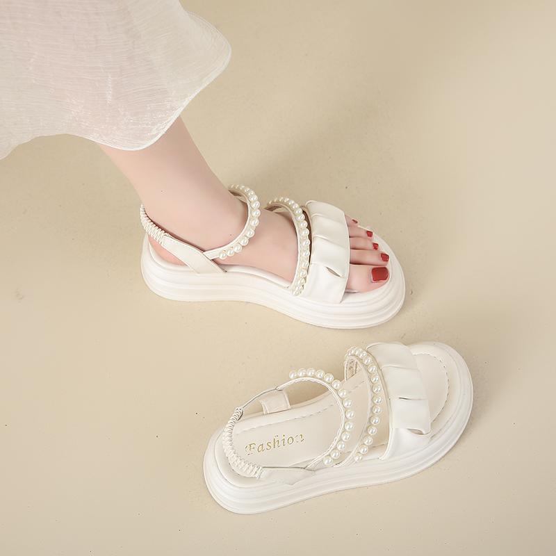 Женские сандалии летние черные уличные нарядные с открытым носком повседневные толстые подошвы на платформе милые сандалии для девочек размера плюс