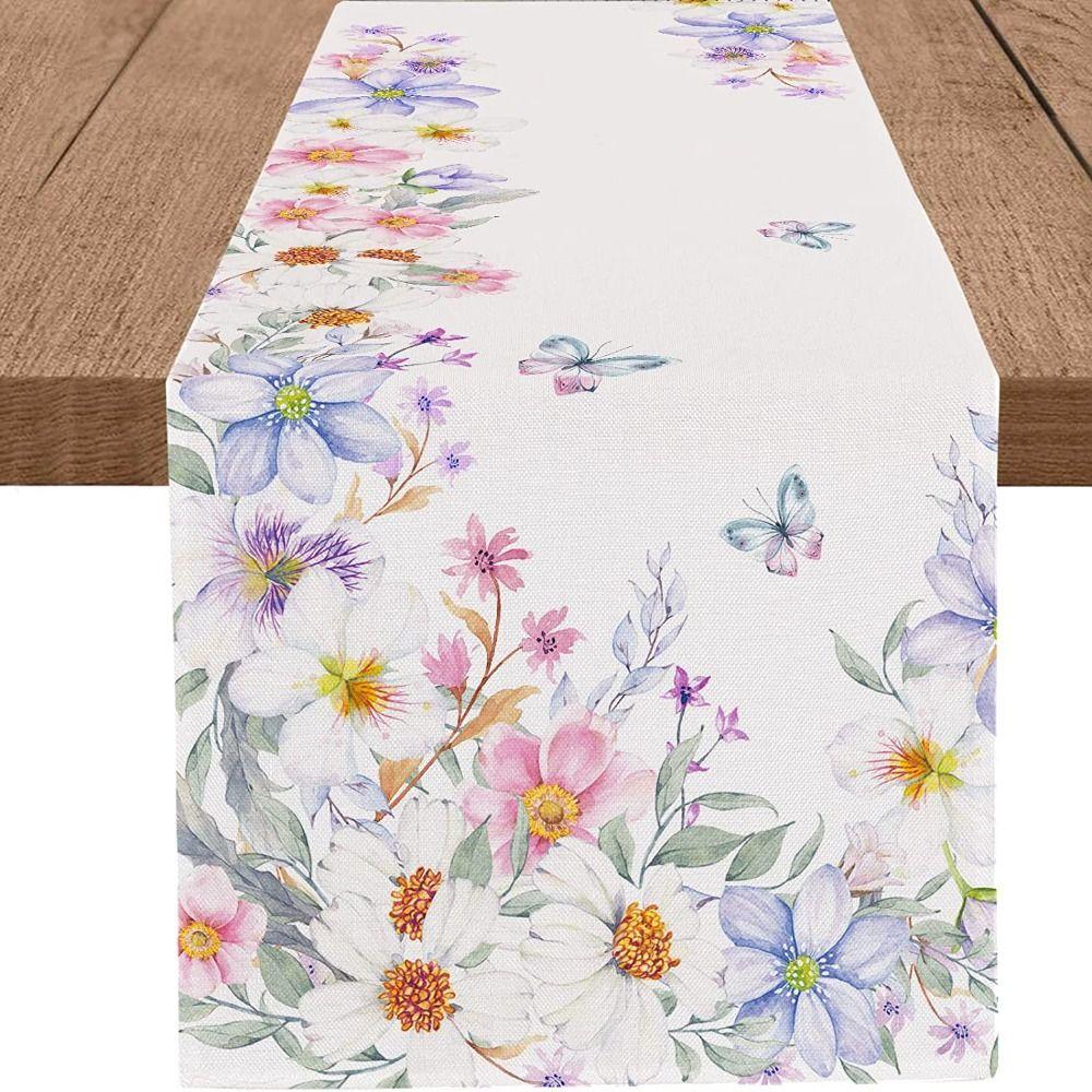 13*72 Inch Table Runners Linen Tea Table Decorative Cloth Proluxe Flower Table Flag Kitchen