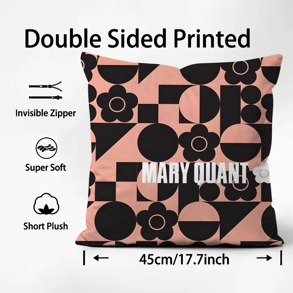 MMary QQuant Brand Cushion Cover Plush Fabric Soft DoubleSided Printed Sofa Warm Winter Home Child Gift Pillow Case