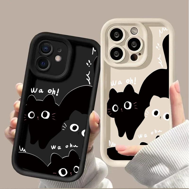 Милый чехол с черным котиком для Infinix Note 40 Hot 50 40 Pro 30i 30 Play 40i GT 20 10 Tecno Camon 30 Spark 30C 10 Pro 20C Smart 8 9