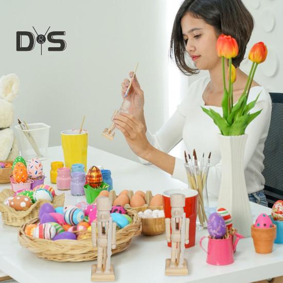 6 шт. DIY Фигурка Щелкунчика Незаконченные деревянные солдатики с кисточками Краски 4.7" Рождественская фигурка Щелкунчика Солдат для DIY Покраска Домашний декор