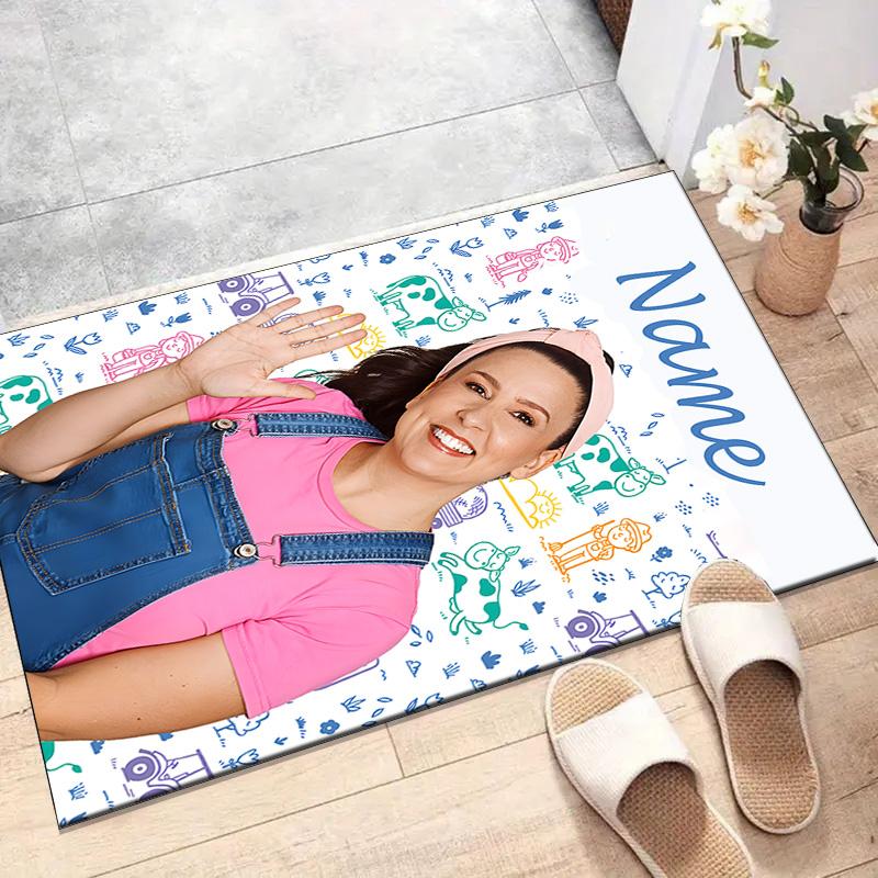 Custom Ms Rachel Mat Personalized Name, Polyester Washable Indoor Entryway Rug, Gift for Christmas, Easter, Thanksgiving Day