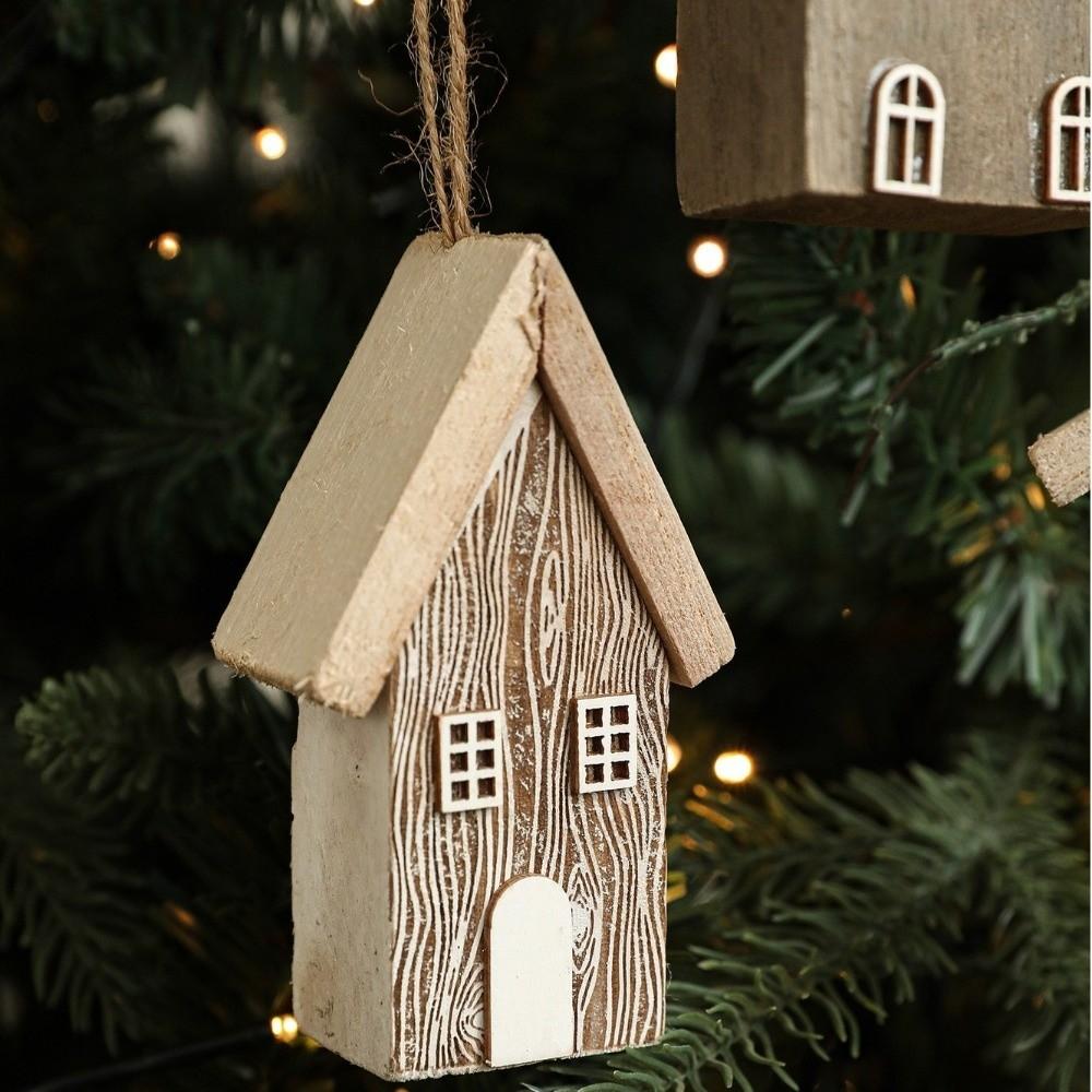 Сделай сам Рождественский домик Подвеска Деревенская подвеска Бревенчатый домик Украшение Праздничное украшение