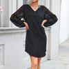 Temperament and Elegance Outer Wear Fashion Women's Black Long-sleeved Loose Dresses Fall
