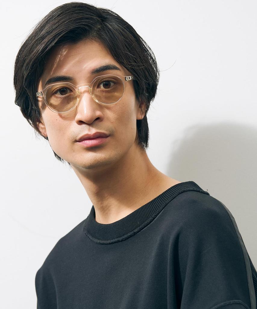 Солнцезащитные очки Crown Panto, прозрачная оправа, цветные линзы, защита от УФ-лучей, унисекс, стильные [Zoff], в стиле бостон (желтый (чистый)) Женский [ZA241G04_50A1