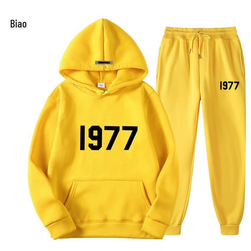 ESSENTIALS 1977 Модный флисовый комплект с худи - Унисекс Свободный крой Свитшот