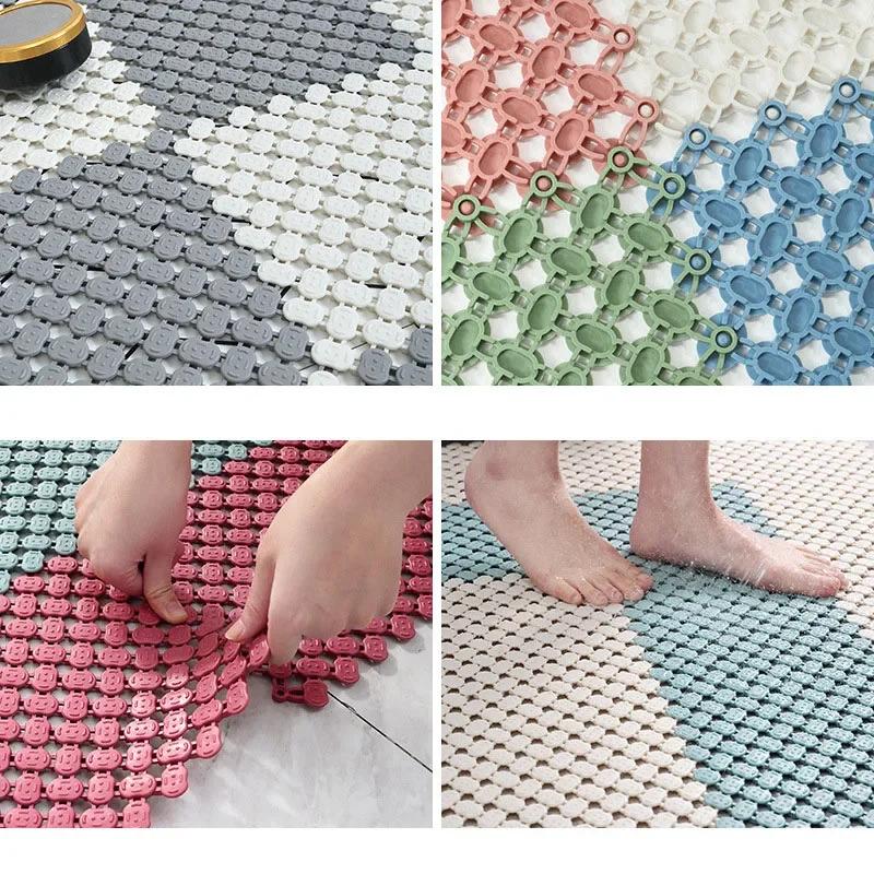 TPE Стыкующийся Пол для Ванной Комнаты DIY Домашняя Ванная Купание Водонепроницаемый Противоскользящий Коврик для Ног Мягкий и Складывающийся Вырезаемый Коврик для Ног