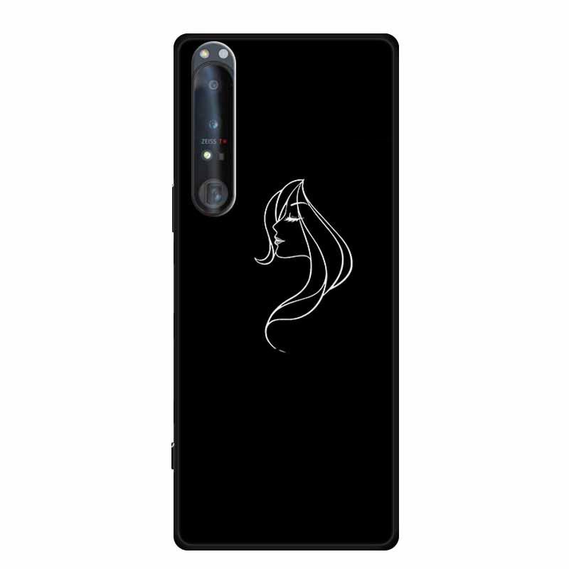 Чехол для телефона Sony 1 IV: Черный мягкий чехол из ТПУ с полым узором и простыми линиями