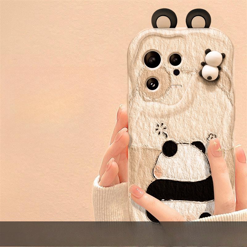 Подходит для Xiaomi 14/13pro Чехол для мобильного телефона Note12 Силиконовый Противоударный Redmi K70 Милая Трехмерная Кукла Панда