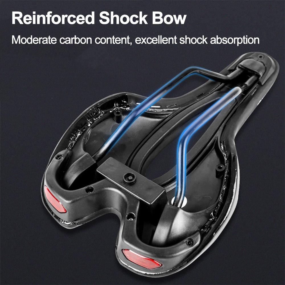 MTB Road Bike Saddle Bicycle Seat With Warning Taillight Shock Absorption Usb Charging Multiple Lighting Modes Cycling Equipment