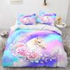3D Unicorn Printed Bedding and Pillowcases 2 or 3 Girls' Room Bedding DE135 * 200 Full Size Soft and Quick Drying Home Decoration