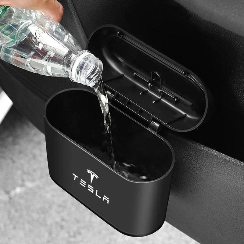 Car Sticker 2025 New Tesla Portable Car Door Trash Can Interior Storage Box Auto Accessories For Tesla Model 3 S X Y Cybertruck
