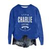Women's Fashion Round Neck Pullover Top Long Sleeve Tee Printed Sweatshirt
