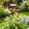 Durable Steel Garden Stake 3Pcs Ground Weatherproof Metal Stakes Multi-functional Insect Trough Accessory Bird Watering Station for Outdoor Yard Patio