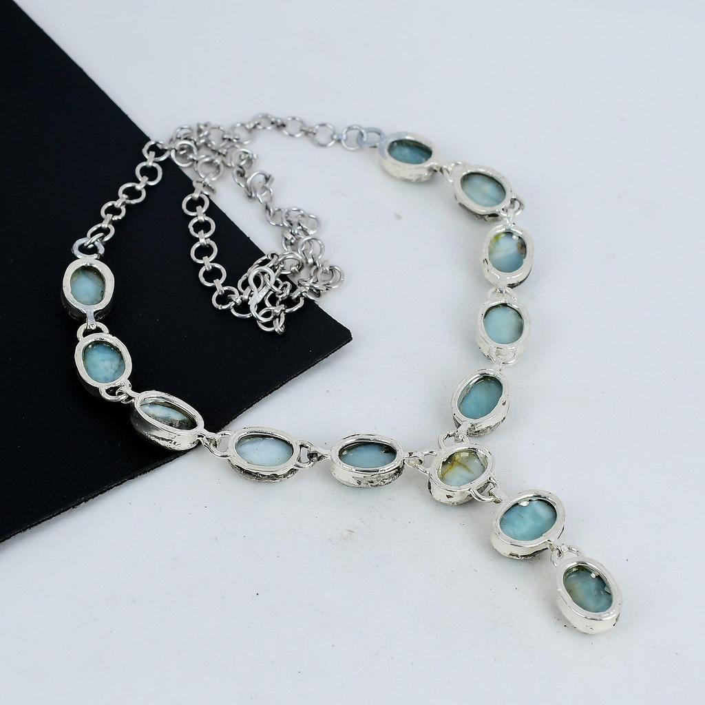 Удивительное ожерелье из драгоценных камней ларимар ручной работы из стерлингового серебра 925 пробы, серебряное ожерелье из ларимара для жены, ожерелье унисекс, подарок на Рождество