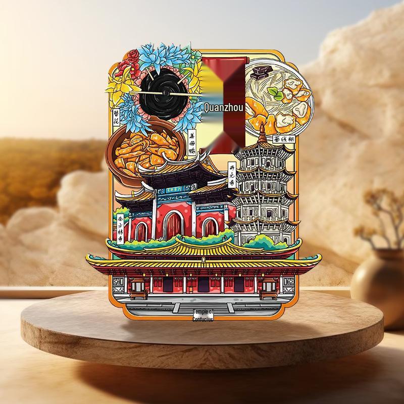 Fujian Scenic Spot Wooden Magnets - Cultural & Creative Gifts for Tourism