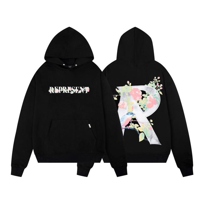 Unisex Oversized Hooded Sweatshirt With Tropical Palm Print Streetwear Cotton Fleece Pullover Winter