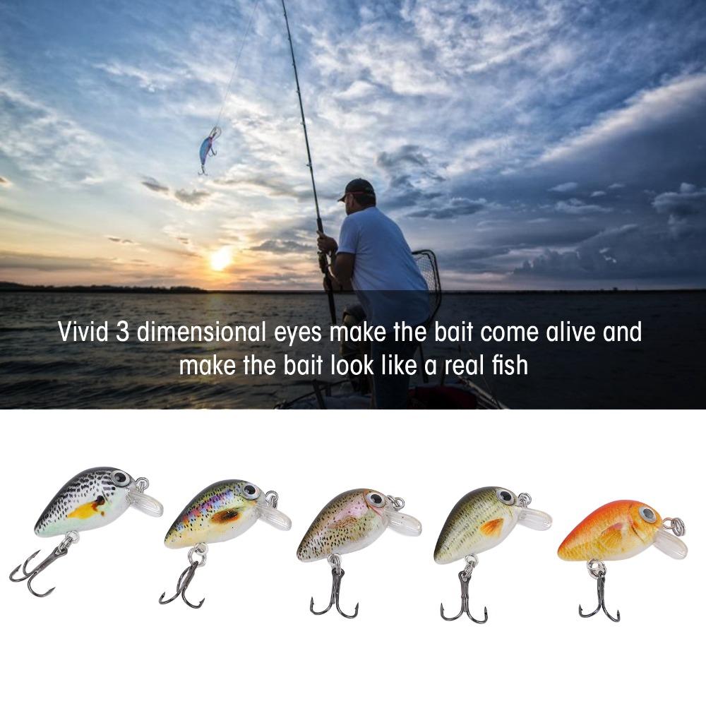 5PCS with Triple Hook Fish Crankbaits ABS Fishing Lures Durable Topwater Lures Bass Fishing