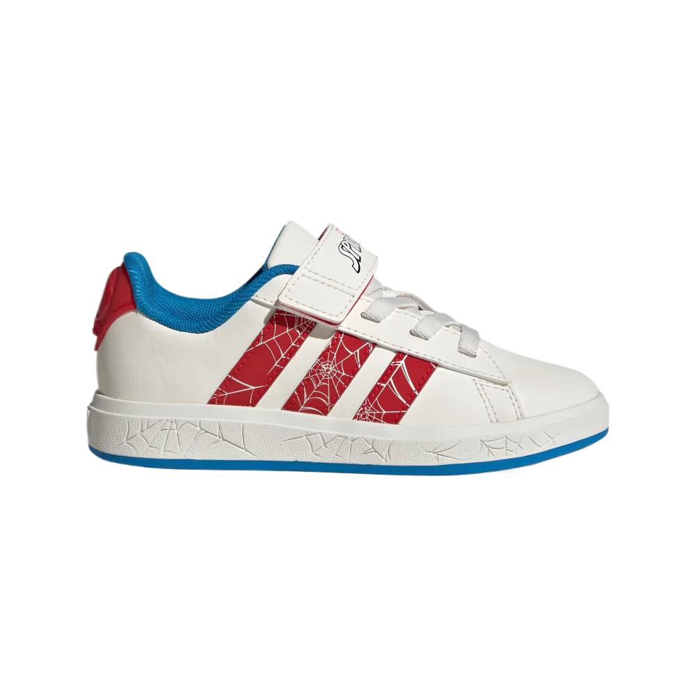 Marvel X Adidas Grand Court K Spider-Man - Red Web Stripes Kids Sneakers White Cloud-White Pure-Ruby JS0778