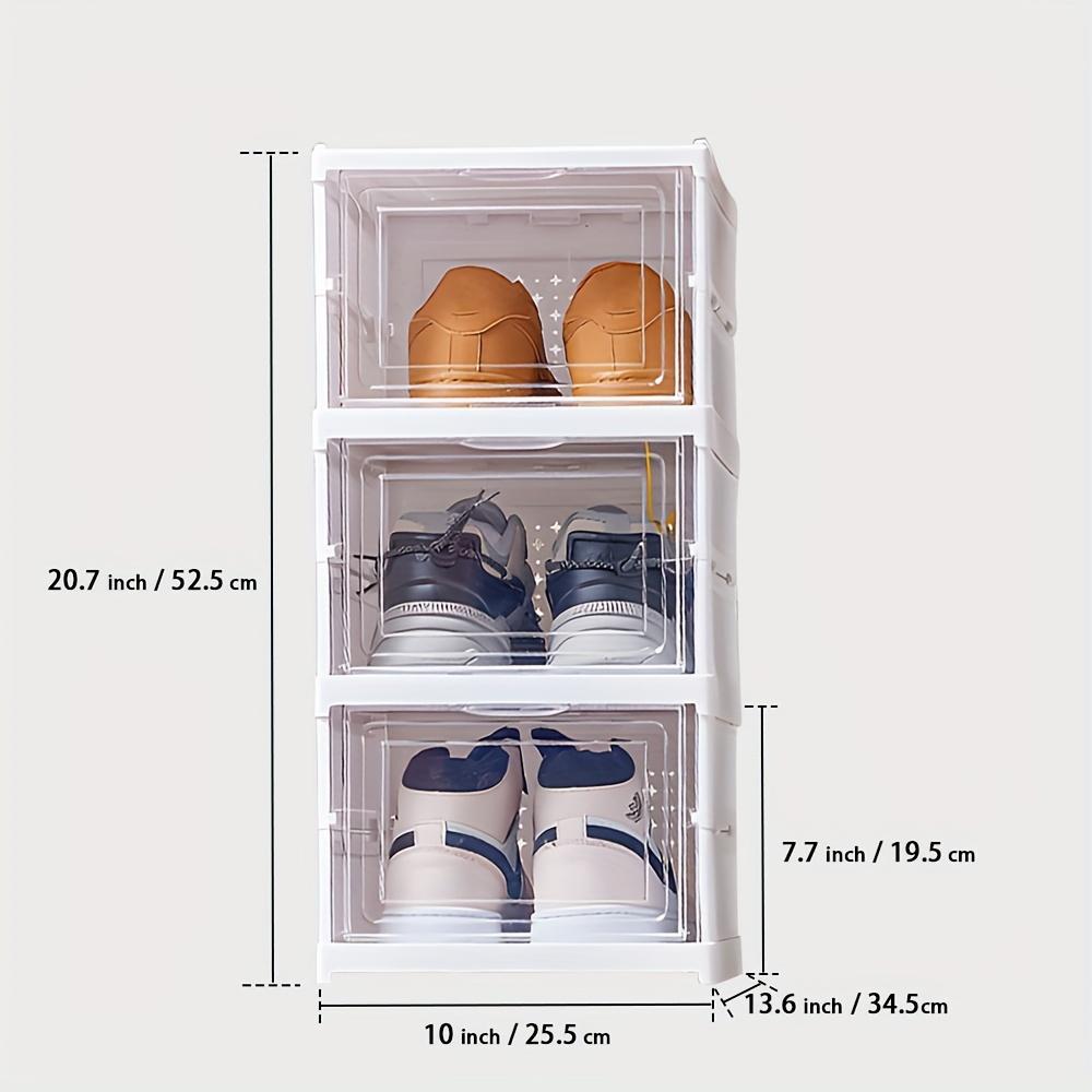 1pc 3/6-Layer Transparent Shoe Box - Stackable, Foldable, Dustproof High-Top Shoe Cabinet with Multiple Storage Options