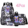 4Pcs/set Anime Cute KPop Printed Backpack with 750Ml Water Bottler for Teenager Student Girl Boy Bookbag Kid Gift Large Capacity waterproof Travel Bag