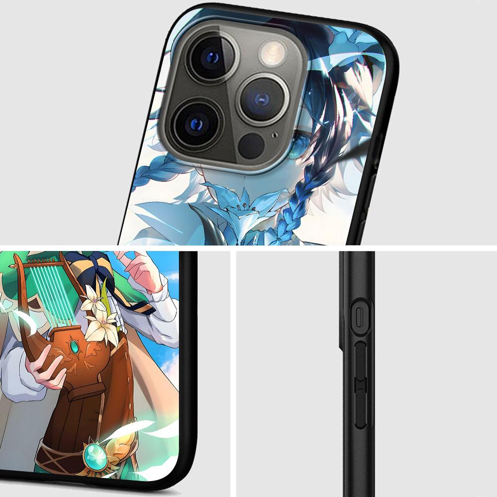 Genshin Impact Barbatos Case for Apple iPhone 14 11 7 SE 2020 8 X XS 13 12 Mini XR 15 Pro Max Silicone Black Soft Phone Cover