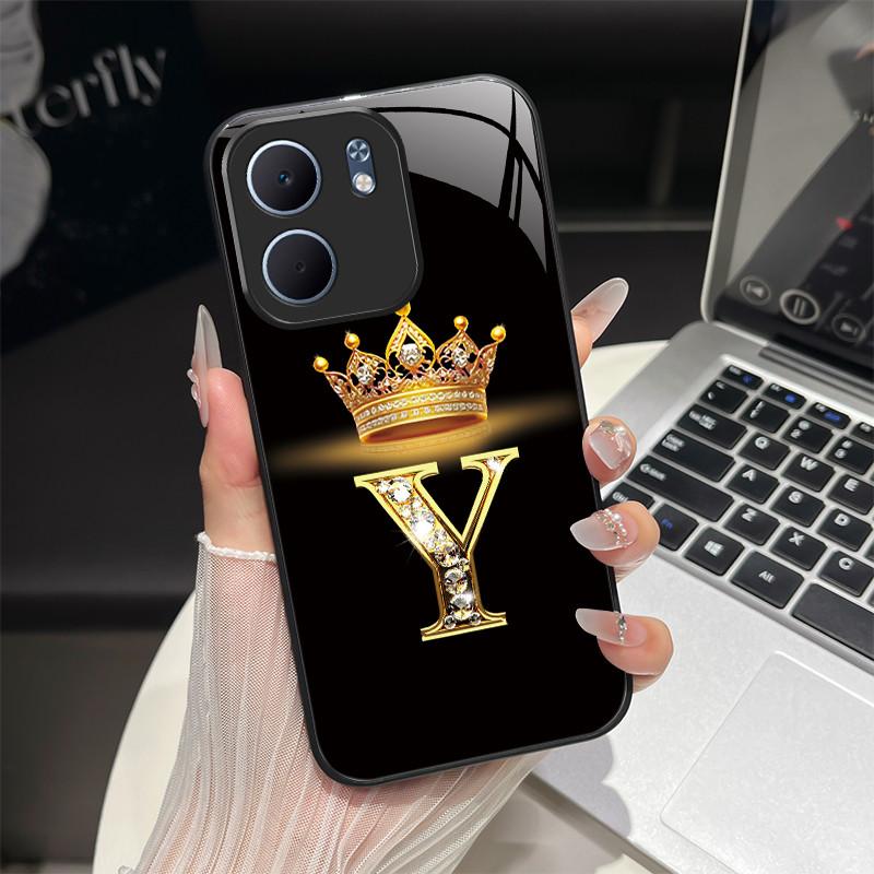 Чехол для OPPO A5X 4G 5G CPH2725 Модный дизайн с буквами Жесткие закаленные стеклянные задние крышки Для OppoA5X A 5X Ударопрочный корпус телефона