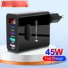 45 Вт USB C зарядное устройство 4 порта быстрая зарядка цифровой дисплей мобильный телефон адаптер для iPhone 16 15 Xiaomi Huawei QC 3.0 настенное зарядное устройство PD