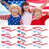 12 Pcs Independence Day Patriotic Sunglasses Rimless Red Blue White Star/Heart/Round Glasses 4th of July Party Favors for Men Women