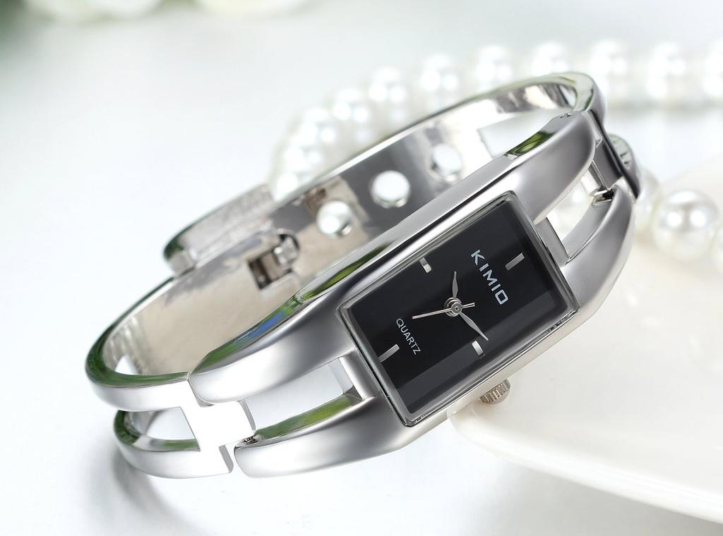 Square Face Stainless Steel Bracelet Watch Simple Waterproof Cute Silver Black Women's