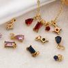 1 Set 304 Stainless Steel Cubic Zirconia Birthstone CharmsGold Plated Mini Pendants for DIY Necklace Jewelry 12x7mm - 9x3.5mm