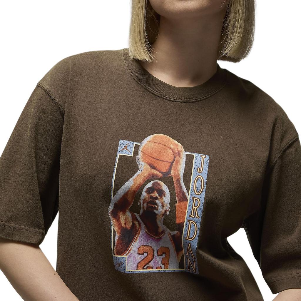 Jordan Drop Shoulder Sleeve T Shirt Women's Brown FN5376-243
