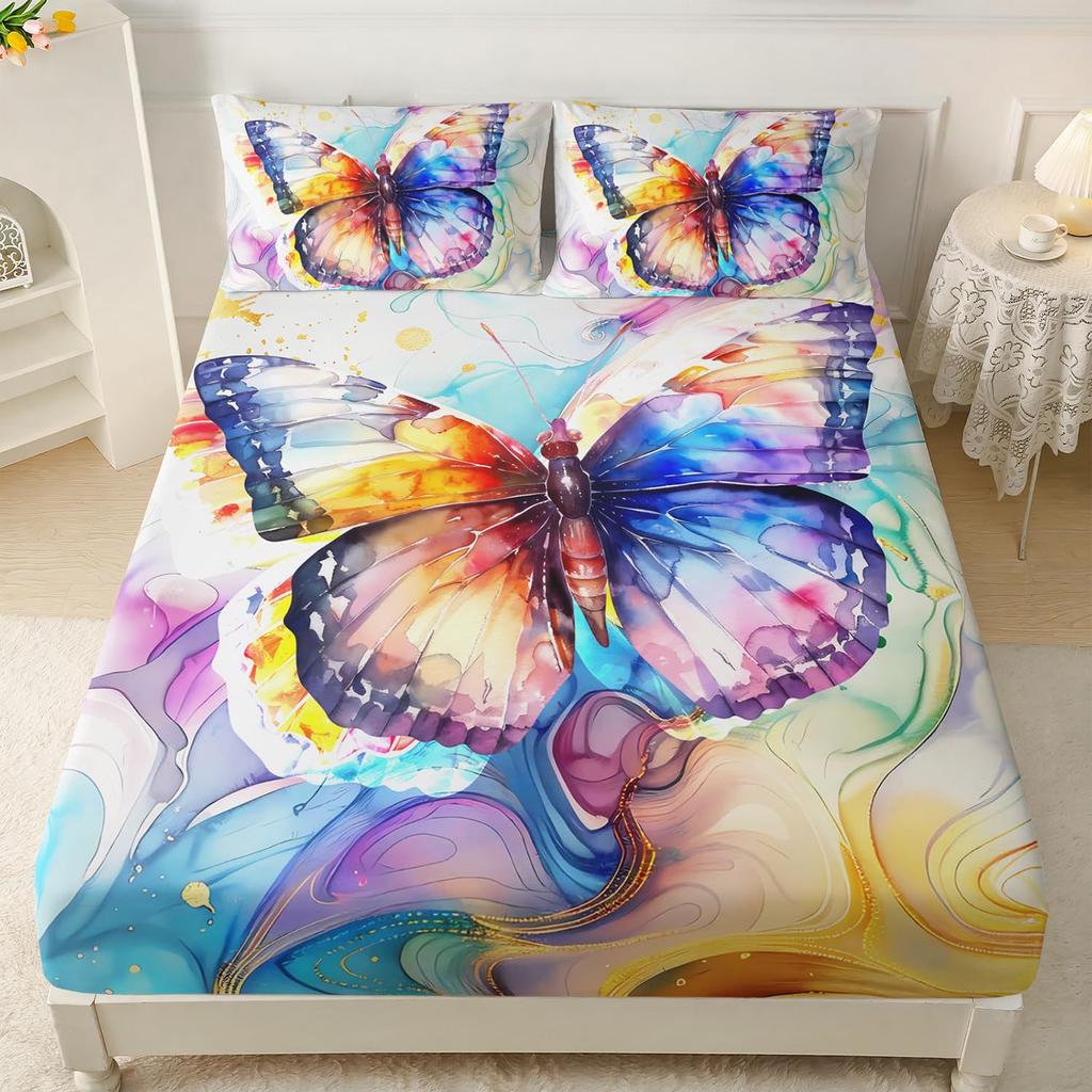 Красивый матрас с узором бабочек, трехпредметный комплект постельного белья с цифровой печатью, для взрослых и детей