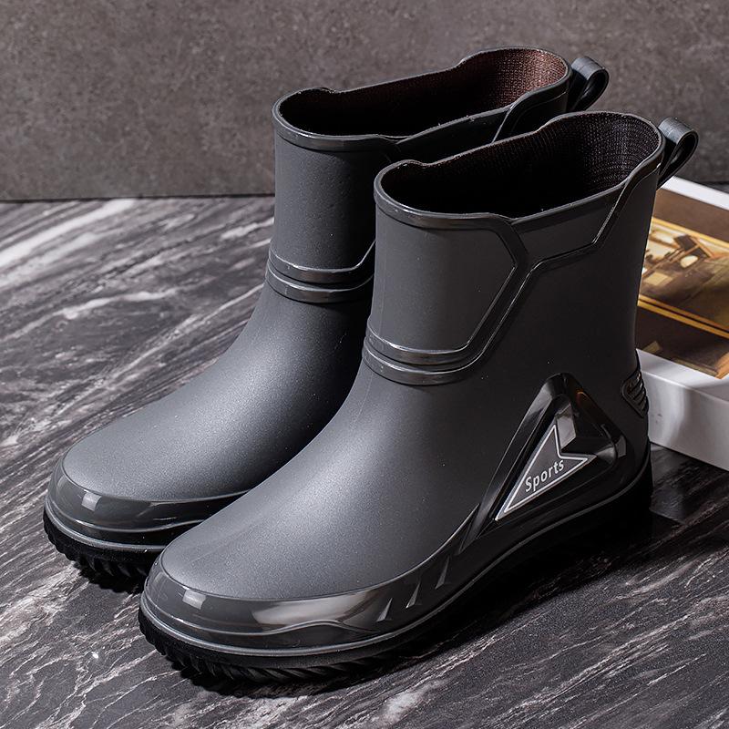 Men's Mid Calf Rain Boots Waterproof Rubber Shoes Comfort Red Non-slip Fishing Shoes Warm Non-Slip Flat Fashion Rider Rain Boots