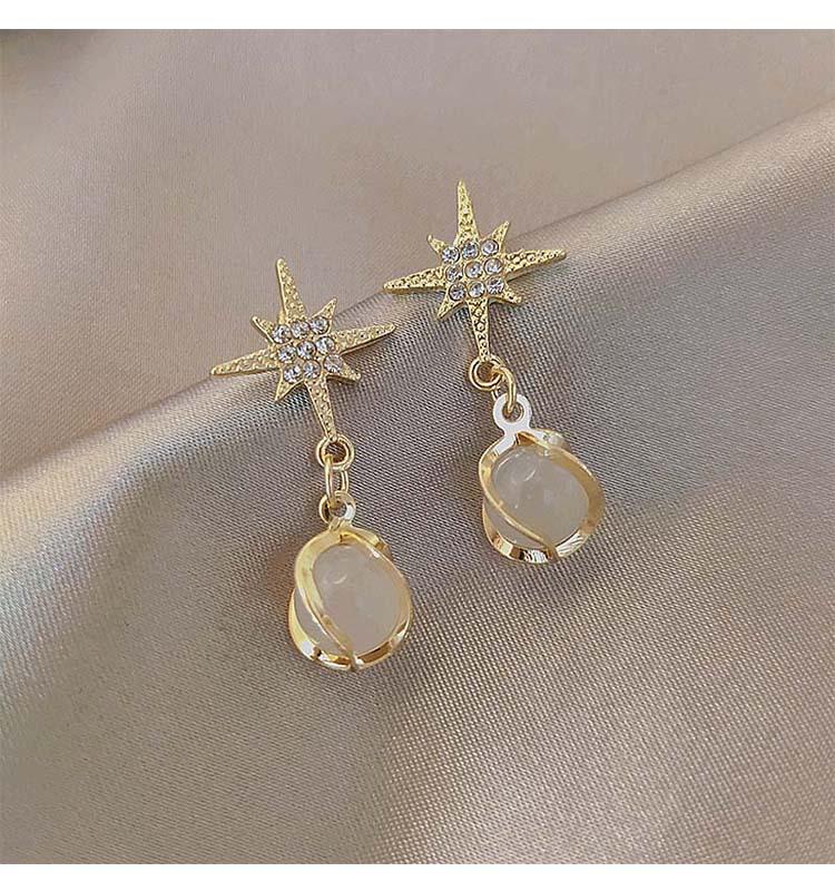 Длинные серьги-бантики из серебряных игл S925 с кошачьим глазом и жемчугом - Ретро и универсальный стиль для женщин