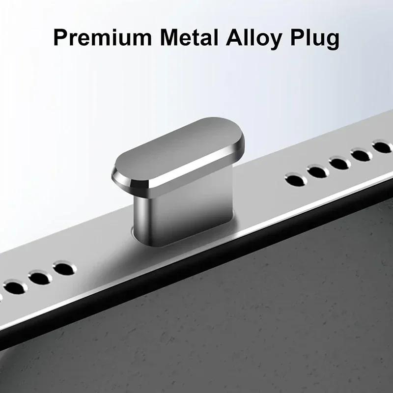 Металлический USB-C заглушка для iPhone 16 15 Pro 14 13 Samsung Xiaomi Android Порт для зарядки Защитная крышка Щетка для чистки Набор очистителей