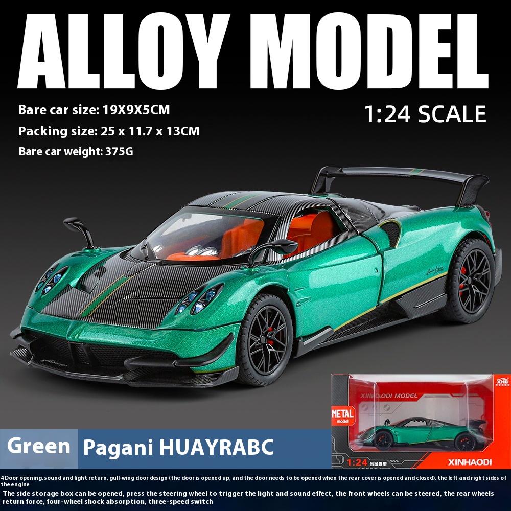 1:Модель автомобиля Pagani Huayra из сплава в масштабе 1:24 с ретро-механизмом оттяжки, идеальный подарок для детей, фанатов гонок, а также для коллекционирования и демонстрации