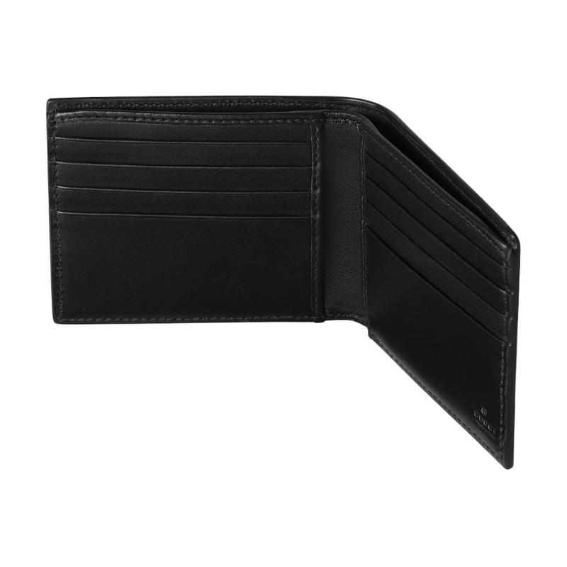 Gucci GG Emblem Portafoglio GG embossed pattern bifold cow leather wallet men's black
