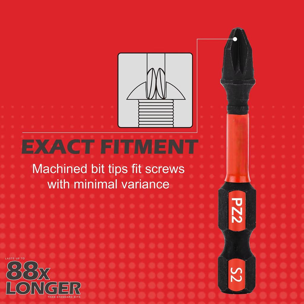 Набор силовых бит Pozidriv #2 PZ2 для ударной отвертки, биты из легированной стали S2 с органайзером для хранения